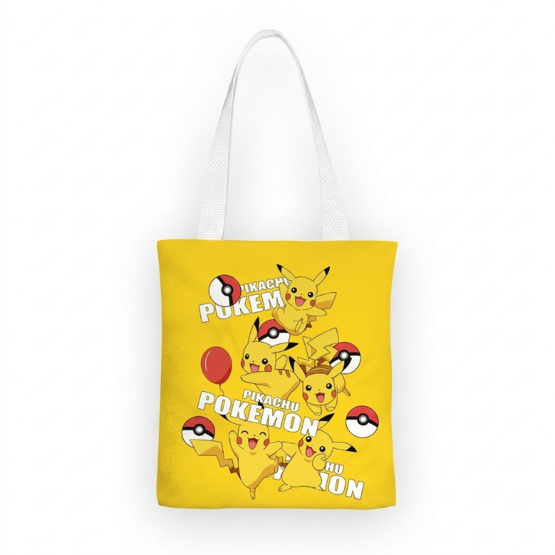 Anime Merch Shopping - Pikachu Canvas-Tragetasche, niedliche Anime Psyduck Squirtle