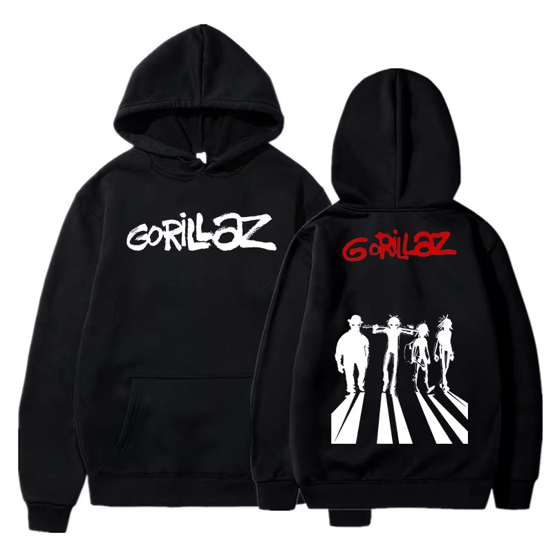 Anime Merch Shopping - Gorillaz Grafik-Sweatshirt Vintage-Waschung Anime-Merch Harajuku Unisex