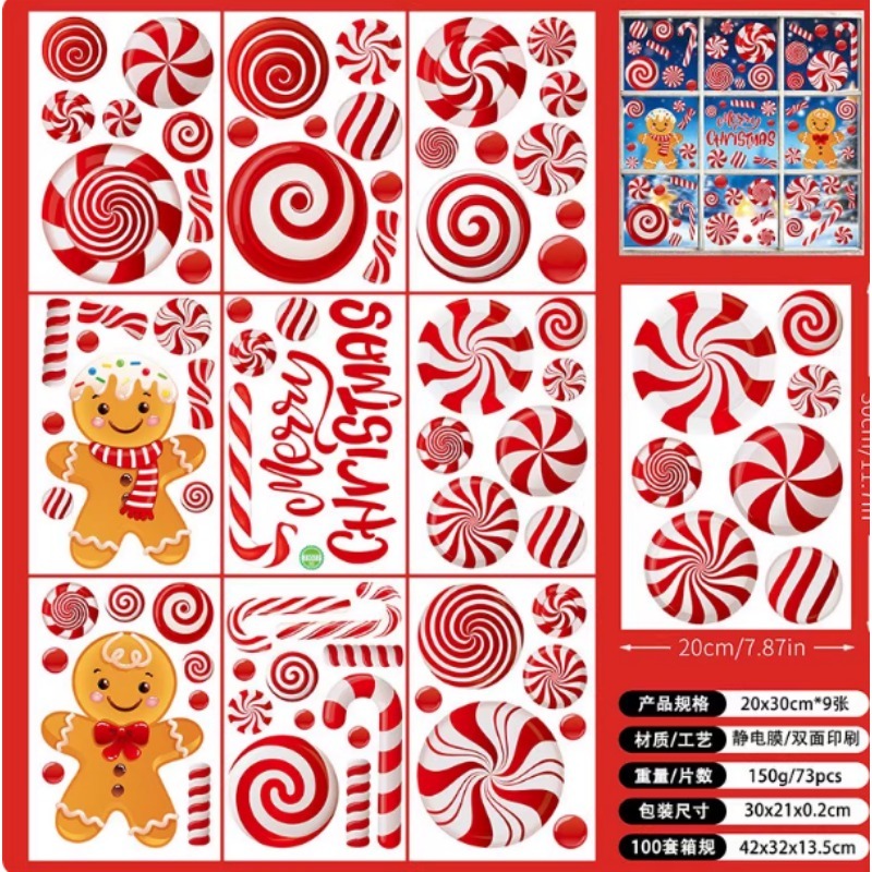 Sticker Sheet Set - 6-Blatt-Set mit Weihnachtskugeln, Neujahrs-Zahlenaufklebern für Glas,
